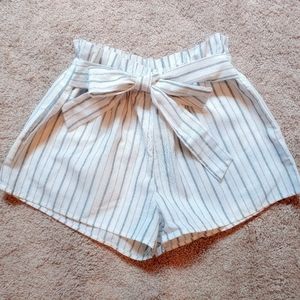 Love Tree Pinstripe Paper Bag Shorts